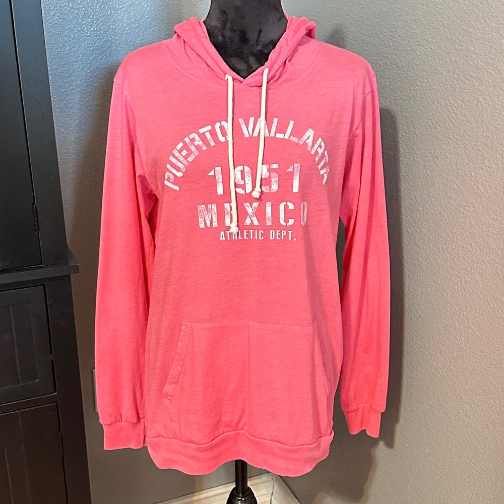Puerto Vallarta Mexico Graphic Hoodie XL  Pullover Travel Souvenir Pink Women‎